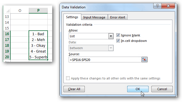 Sử dụng Data Validation để nhập liệu nhanh và tránh sai sót