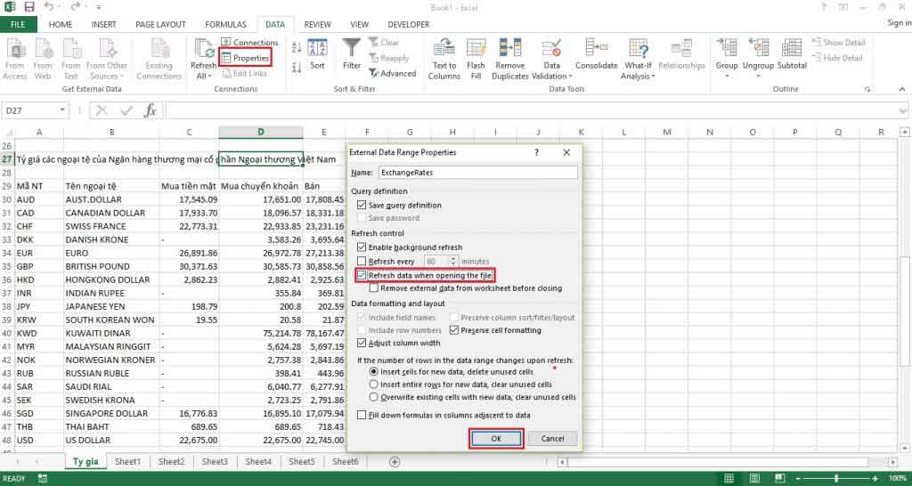 Cập nhật tỷ giá tự động trên excel 4 cap nhat ty gia tu dong tren excel 4