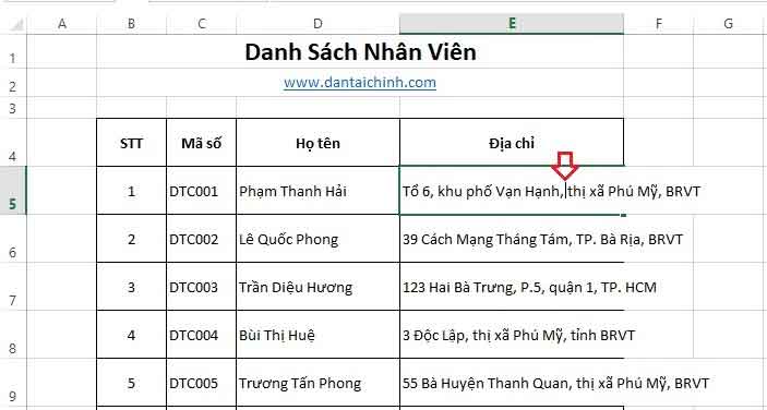 Xuống dòng trong Excel 6 xuống dòng trong excel