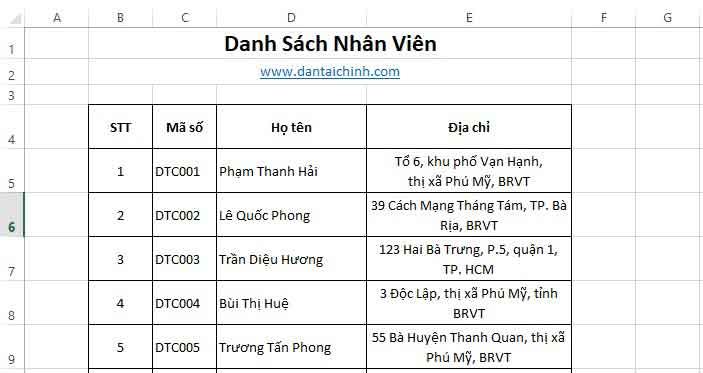 Xuống dòng trong Excel 5 xuống dòng trong excel
